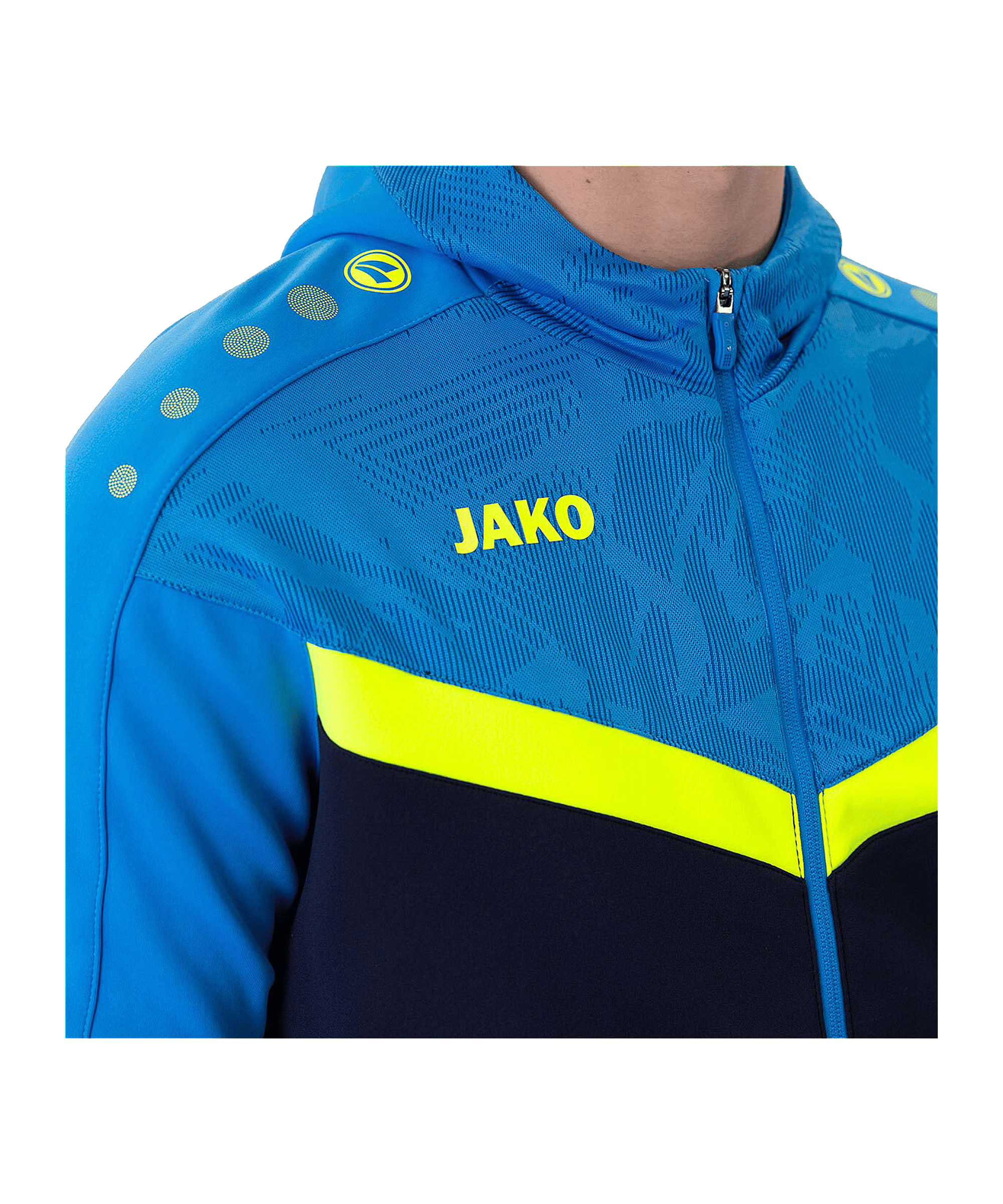 JAKO Icon Kapuzenjacke Blau Gelb F914 - blau