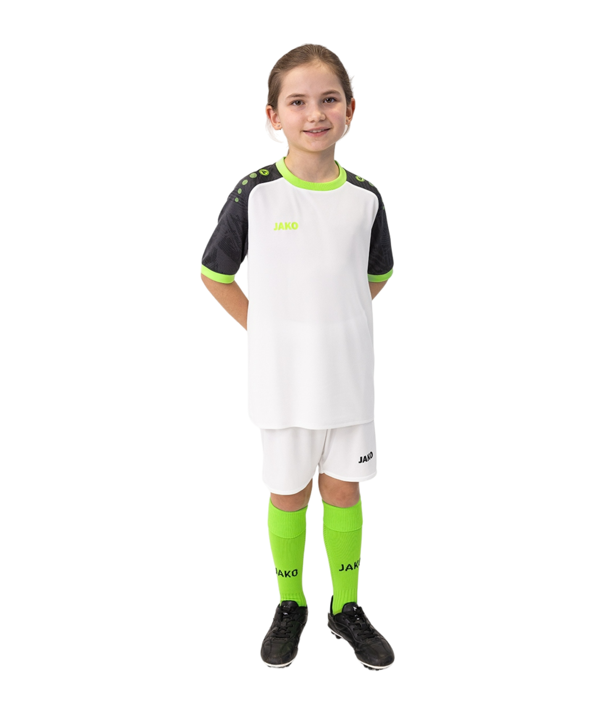 JAKO Iconic Trikot Kids Weiss Schwarz Grün F014 - weiss