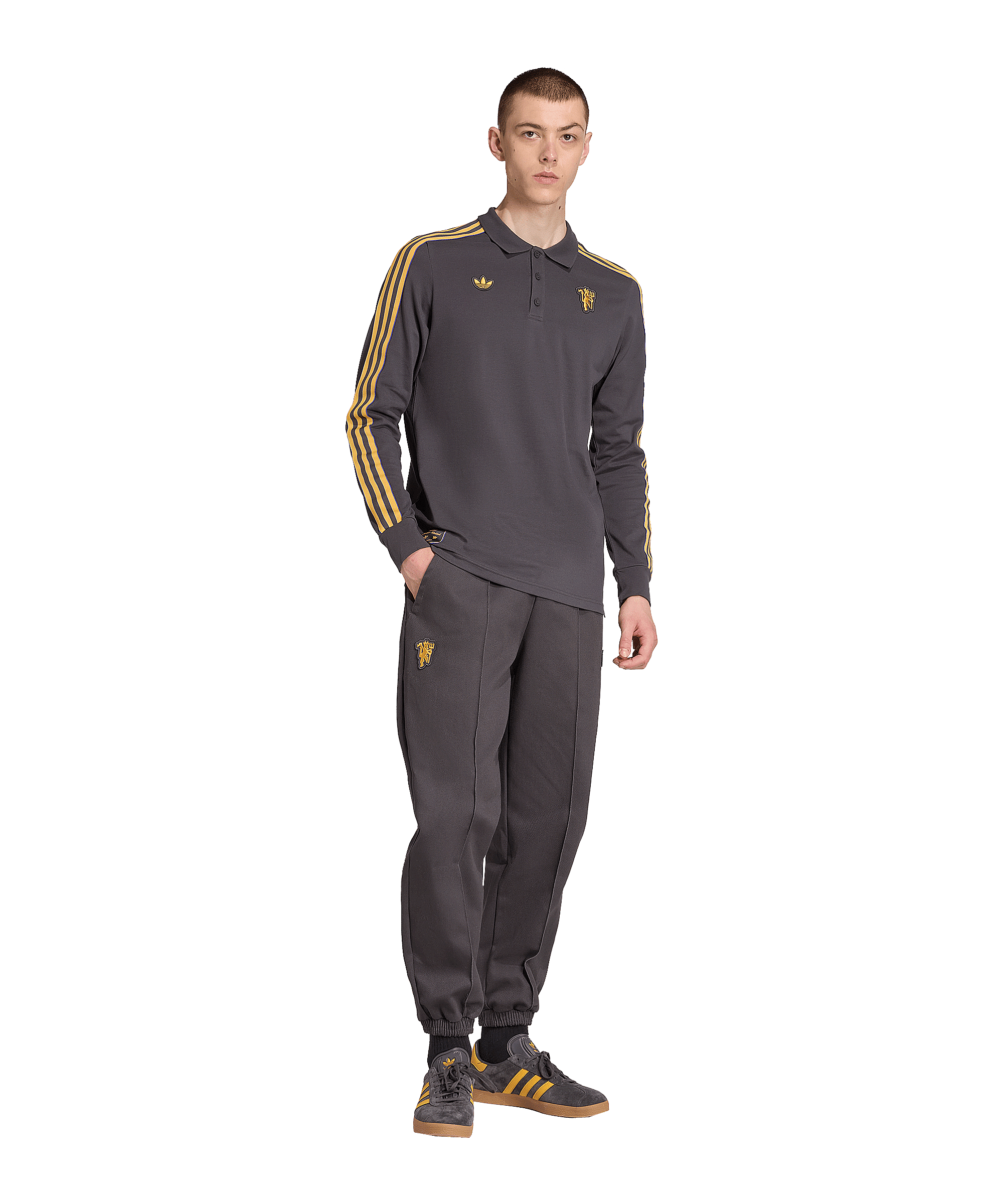 adidas Manchester United Icon Long Sleeve Polo Schwarz - schwarz