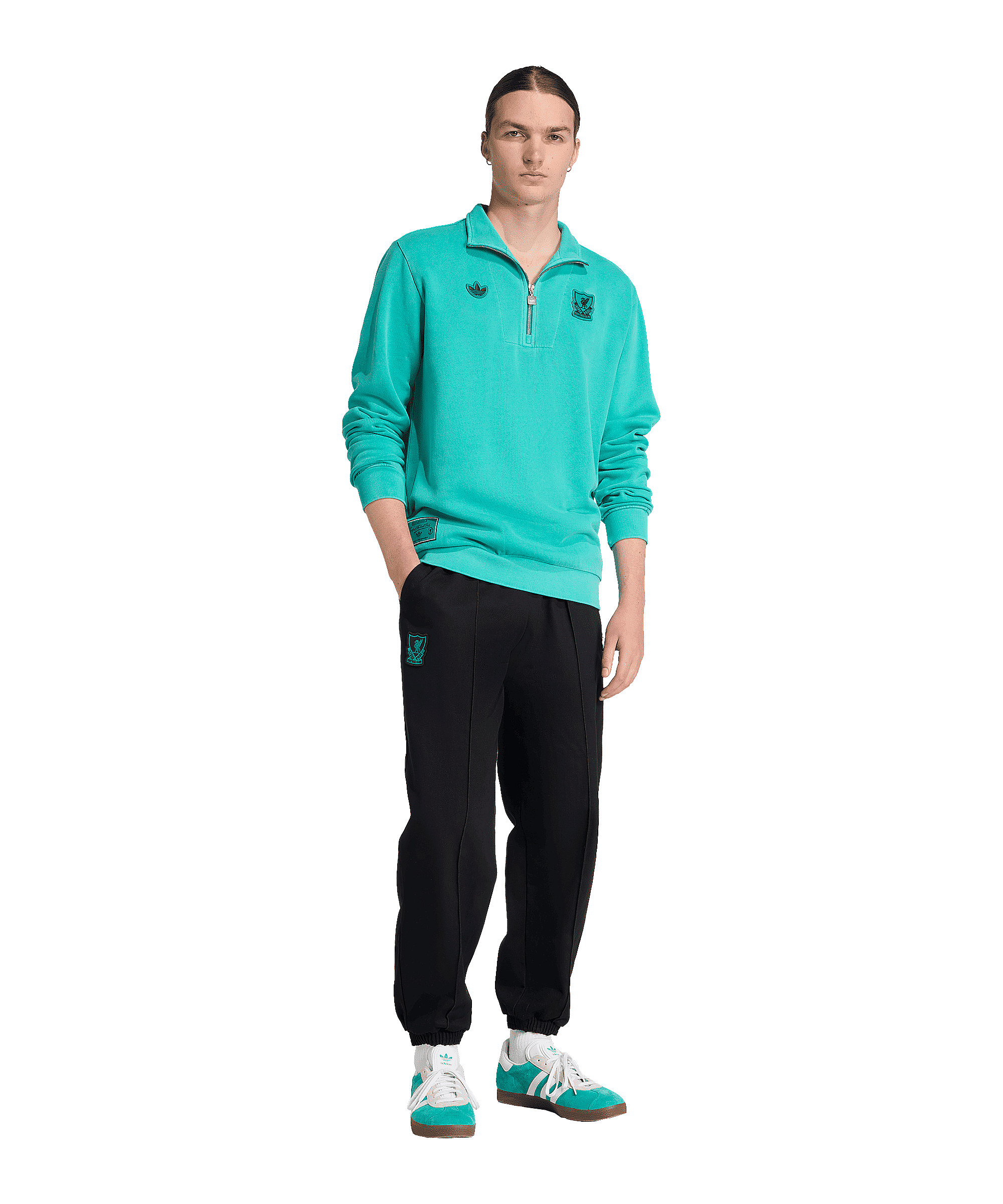 adidas FC Liverpool Icon Half Zip Sweatshirt Grün - gruen